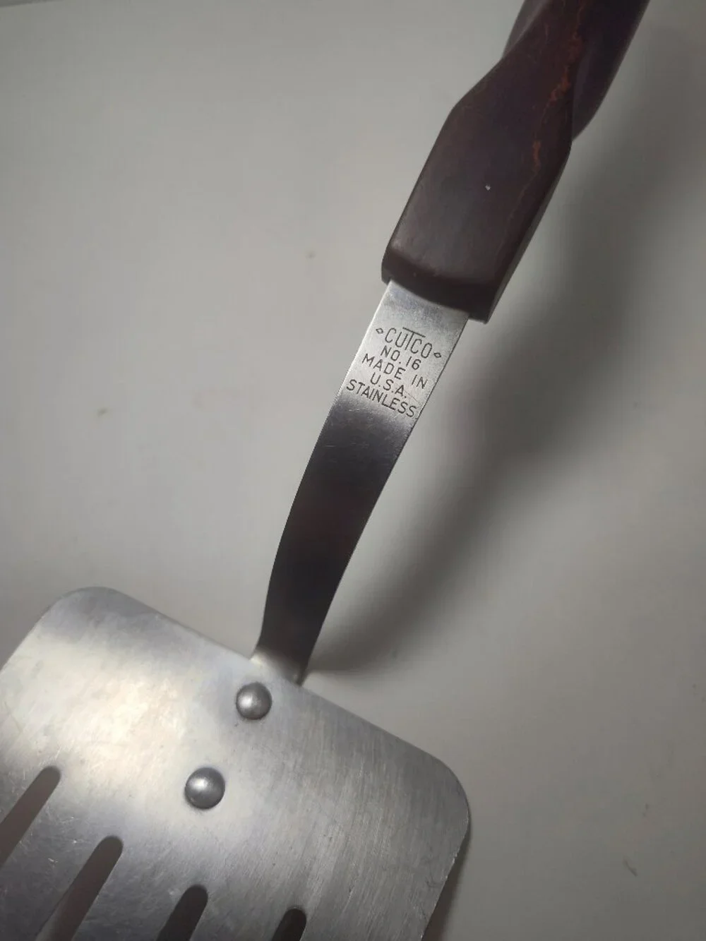 Vintage CUTCO No. 12, 13 & 16 Kitchen Utensil Set Brown Marble Handles USA